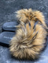 Racoon fur slides extra fluffy